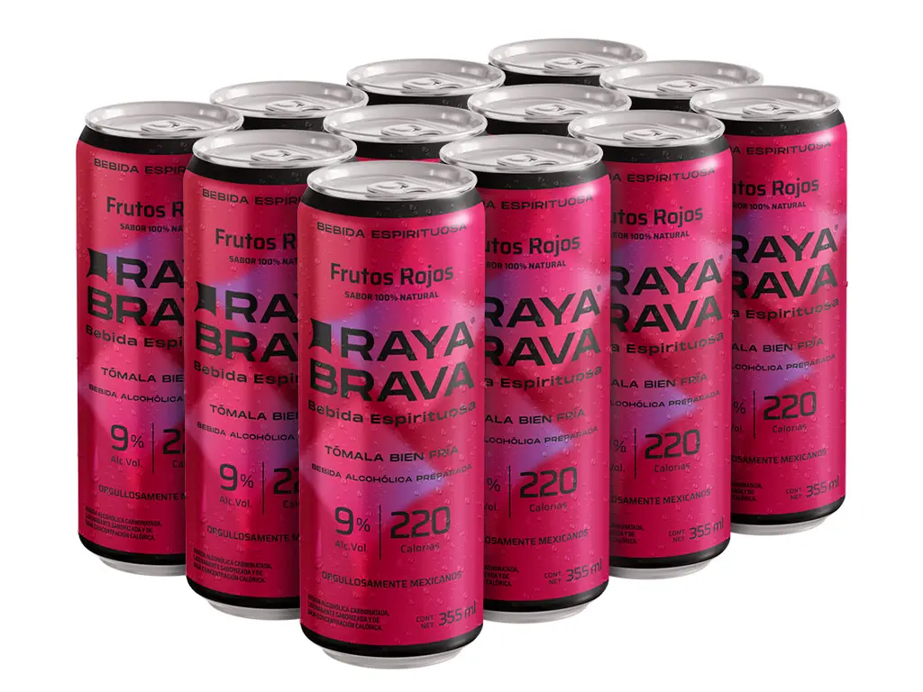 [12packFrutRojF] Raya Brava Frutos Rojos - Bebida Espirituosa con 9% Alc. 12 Pack (c)