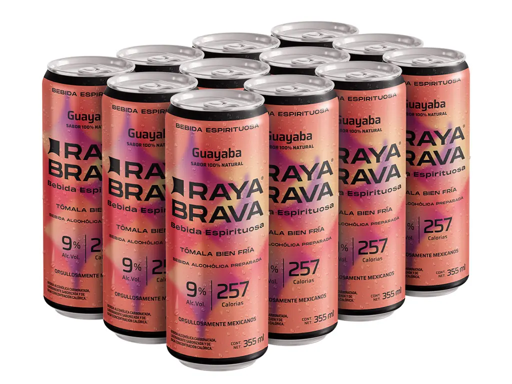 [12packGuaFu] Raya Brava Guayaba - Bebida Espirituosa con 9% Alc. 12 pack (c)