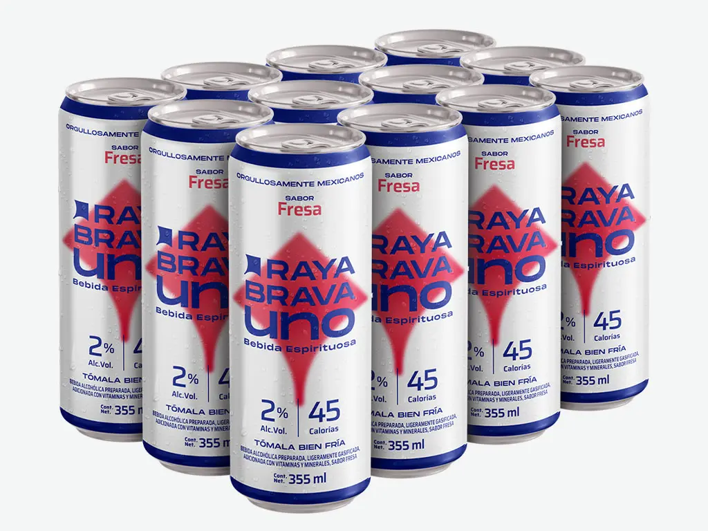 Raya Brava Uno Fresa - Bebida Espirituosa con 2% Alc. 12 pack (c)